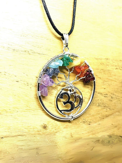 Om Symbol 7 Chakra Pendant Necklace