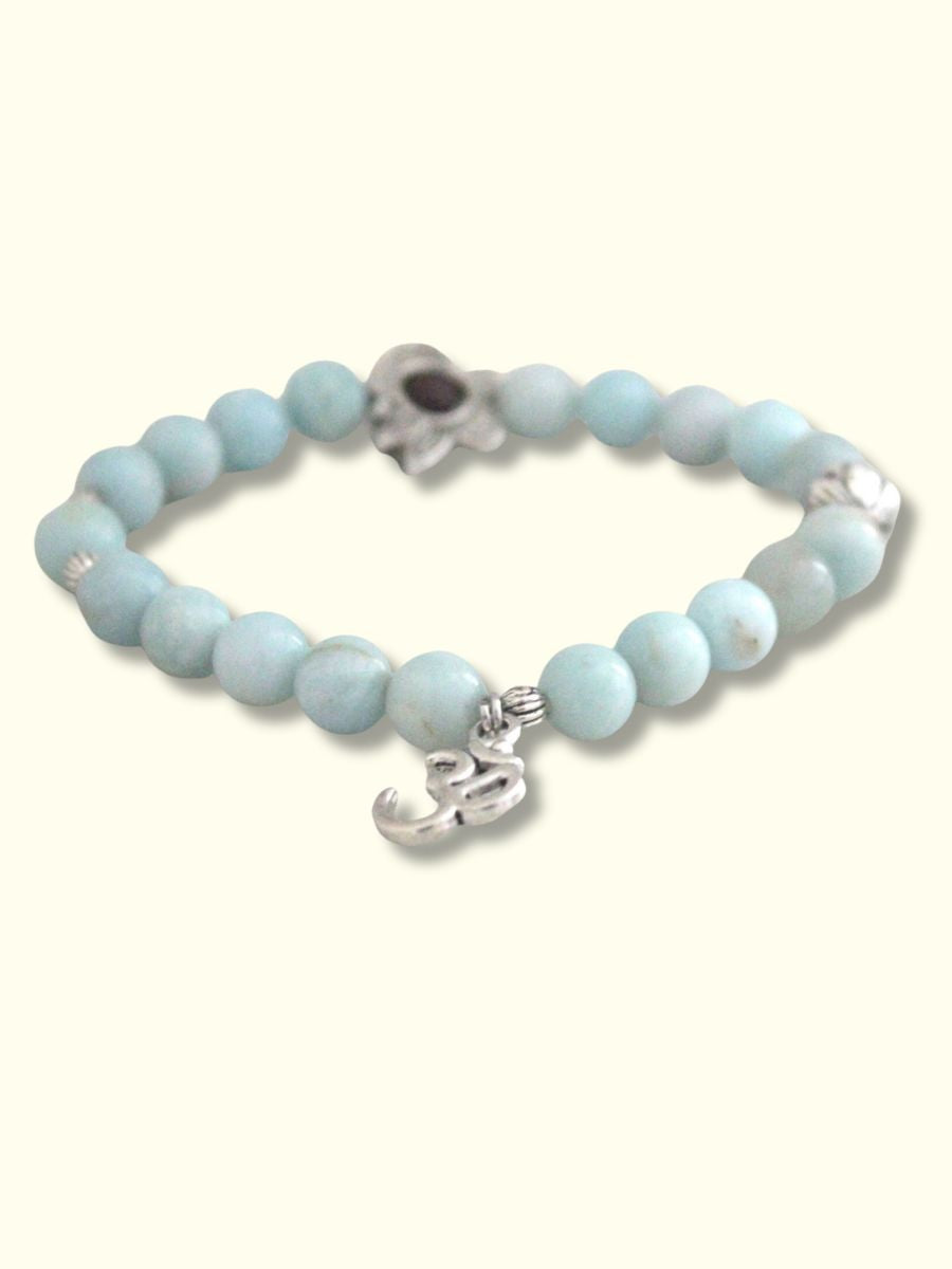 Amazonite OM LOTUS Buddha Bracelet 