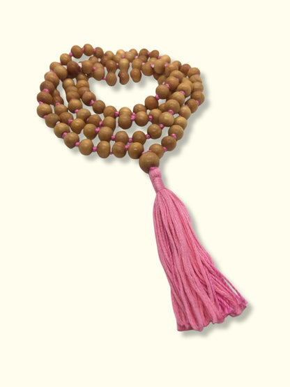 Natural Sandalwood Buddha Mala pink