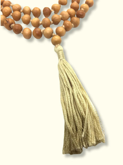 Natural Sandalwood Buddha Mala beige