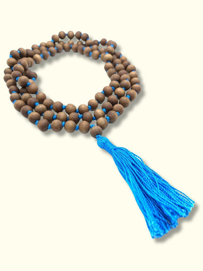 Natural Sandalwood Buddha Mala turquoise 