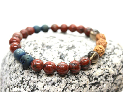 Red Jasper and Smoky Quartz chakra Bracelet