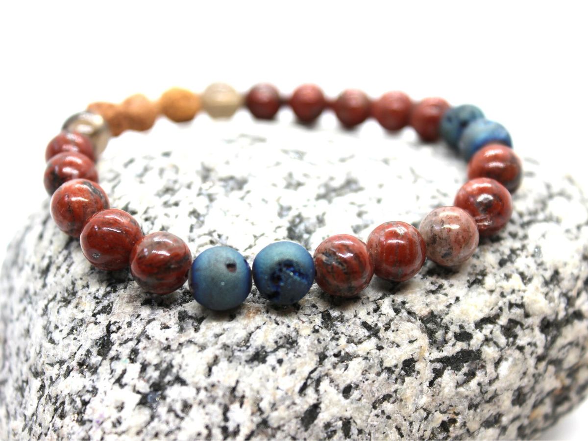 Red Jasper and Smoky Quartz chakra Bracelet