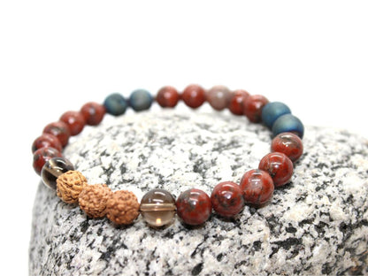 Red Jasper and Smoky Quartz chakra Bracelet