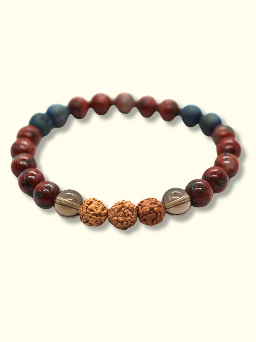 Red Jasper and Smoky Quartz chakra Bracelet