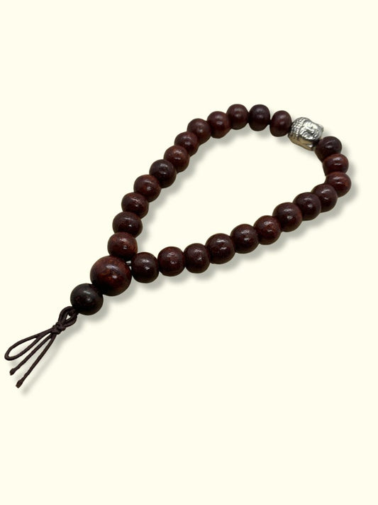 Red wood buddha bracelet - Buddhist jewelry 