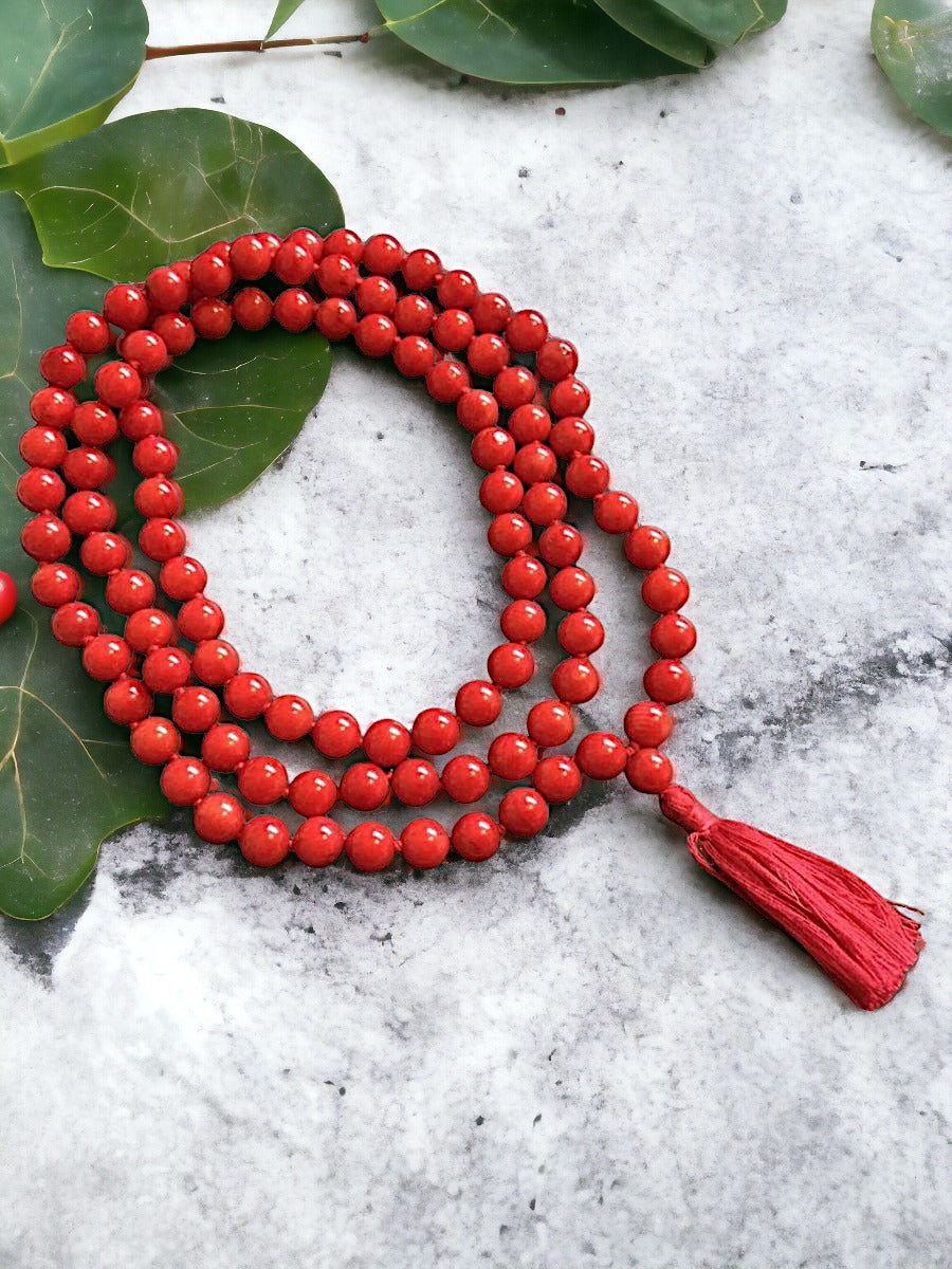 Root Chakra Mala Necklace - Red Mala - buddhist jewelry