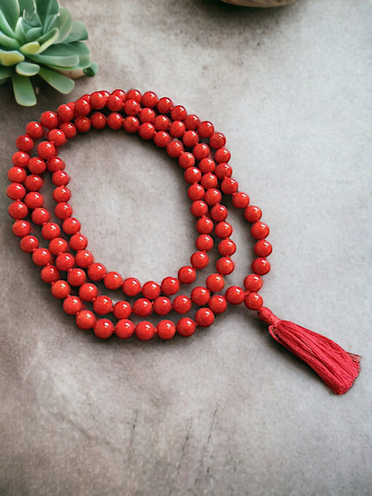 Root Chakra Mala Necklace - Red Mala - buddhist jewelry