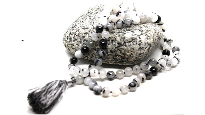 Mala Necklace - Rutilated Quartz chakra mala beads