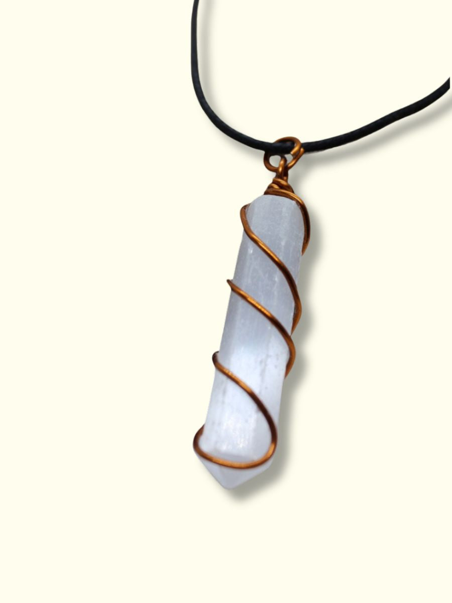 healing chakra necklace - Selenite pendant