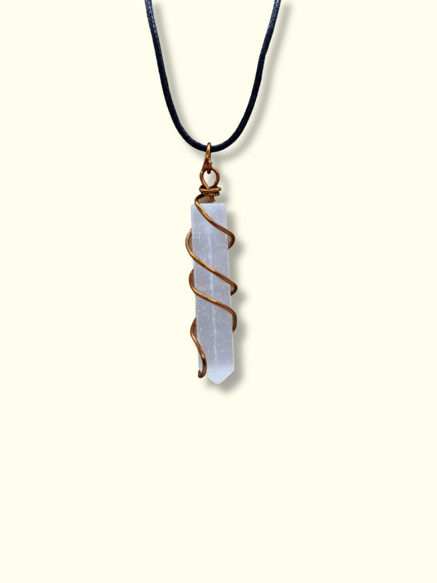 healing chakra necklace - Selenite pendant