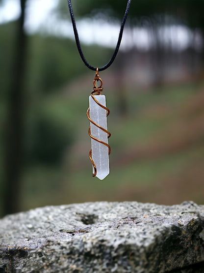 Selenite Copper Healing Pendant