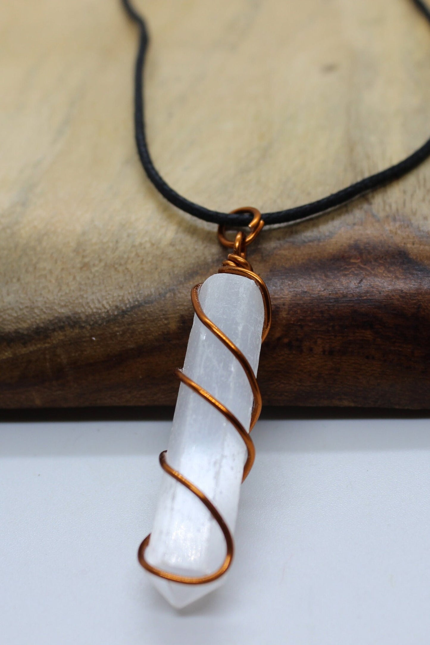 Selenite Copper Healing Pendant