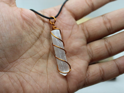 Selenite Copper Healing Pendant