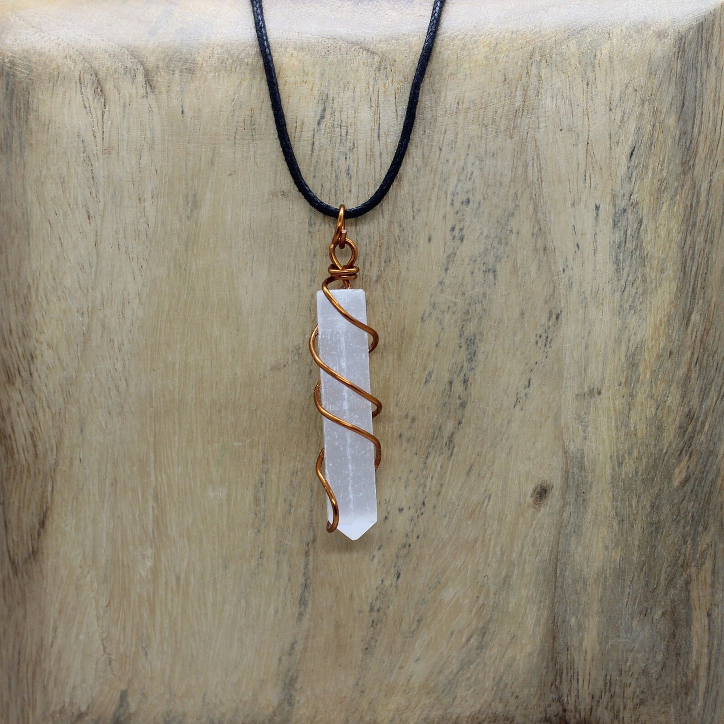 Selenite Copper Healing Pendant