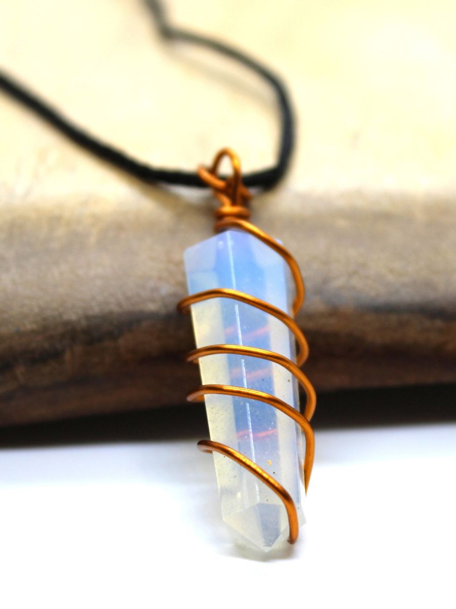 Mystic Opalite Buddha Charm: Copper-Wrapped- full wrap