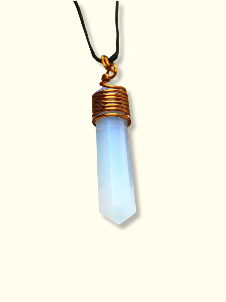 Mystic Opalite Buddha Charm: Copper-Wrapped = top wrap