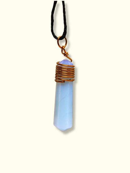 Mystic Opalite Buddha Charm: Copper-Wrapped - top wrap