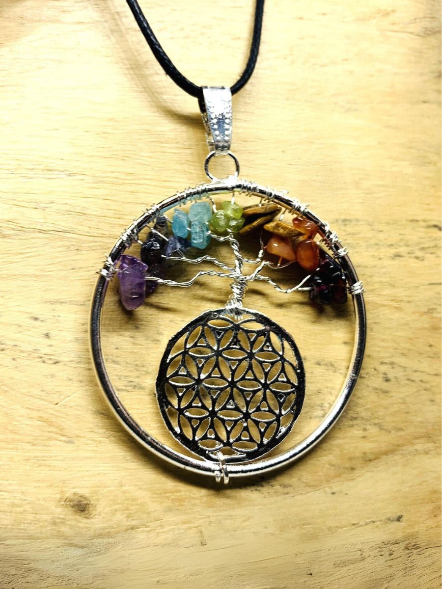 chakra necklace - flower of life pattern 