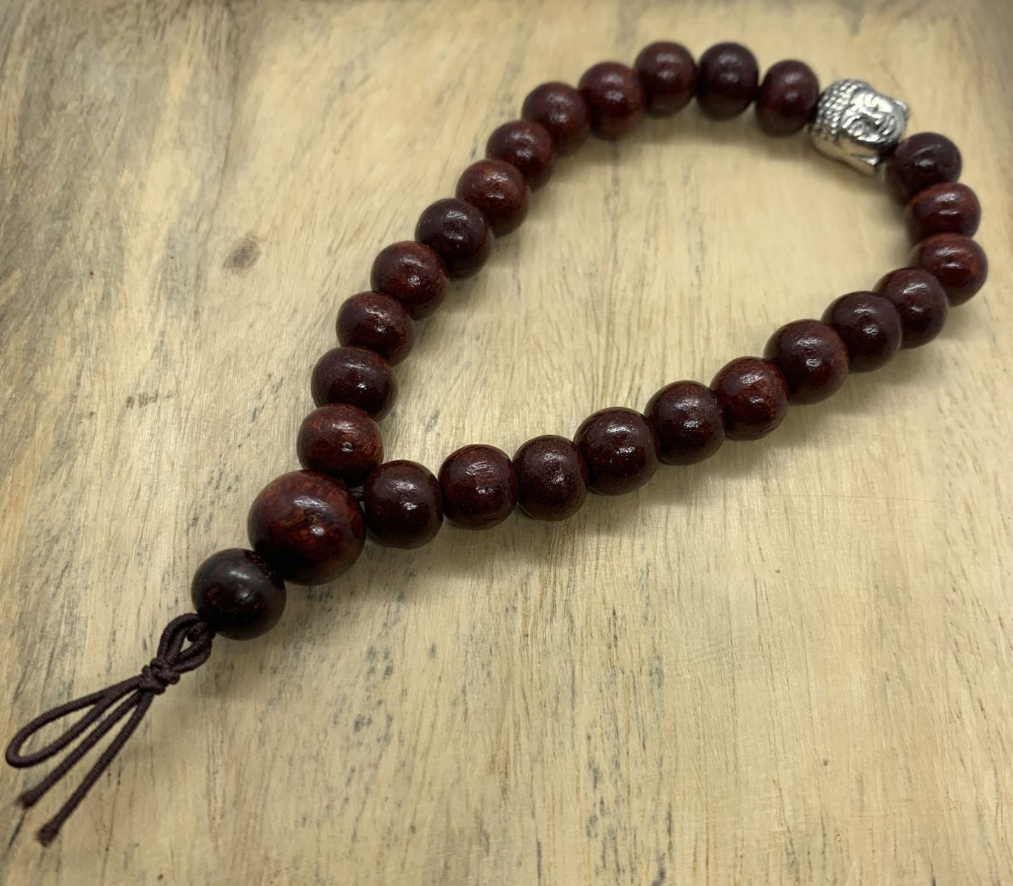 Red wood buddha bracelet - Buddhist jewelry 